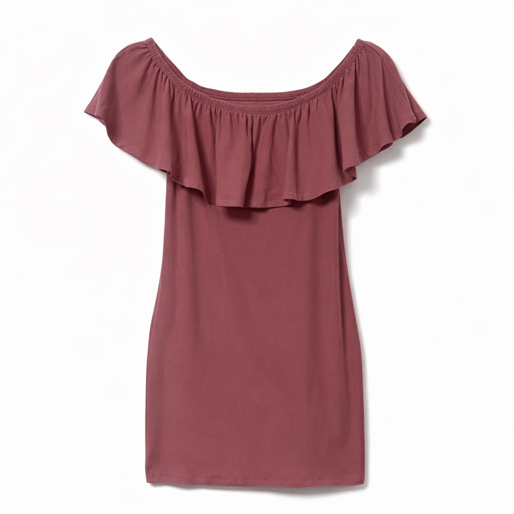Derek Heart Mauve Off-Shoulder Suede Dress